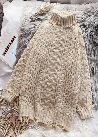 Christmas high neck Sweater thick weather Quotes cable tunic sweater dresses - SooLinen