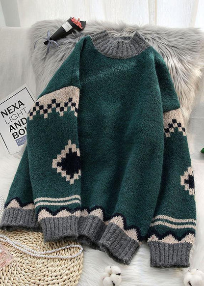 Chunky beige knitted top patchwork plus size clothing spring knit tops - SooLinen