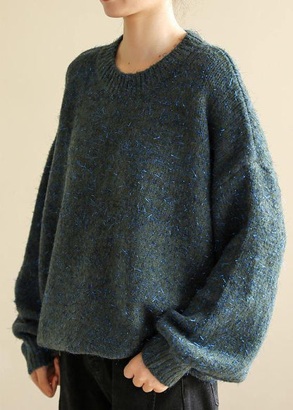 Chunky o neck army green sweaters trendy plus size wild knit blouse - SooLinen