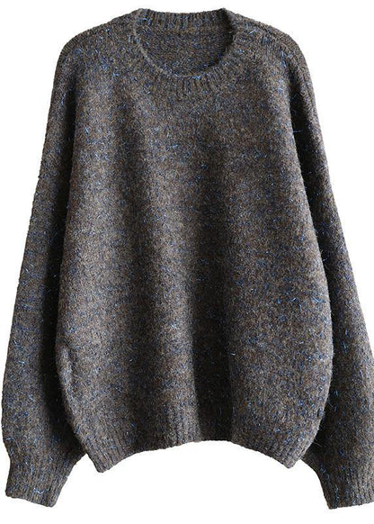 Chunky o neck army green sweaters trendy plus size wild knit blouse - SooLinen