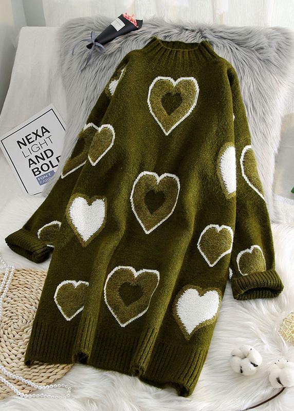 Chunky red Sweater dress outfit Largo o neck oversized thick knitwear - SooLinen