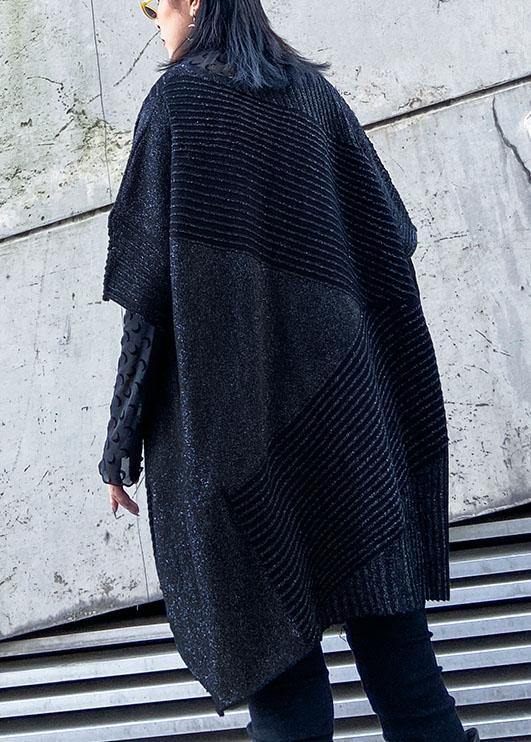 Chunky spring black knit tops plus size clothing o neck knit top - SooLinen