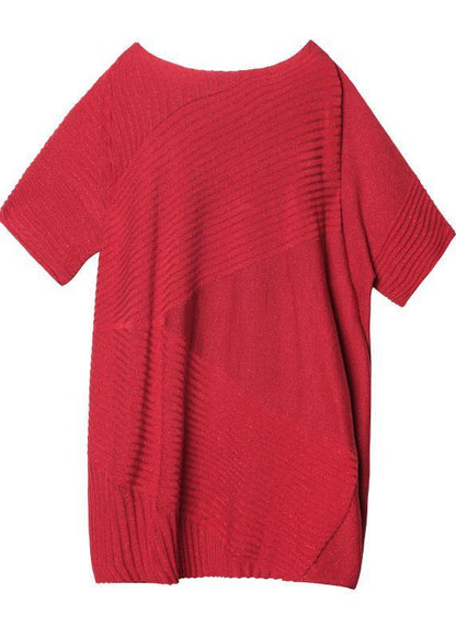 Chunky spring black knit tops plus size clothing o neck knit top - SooLinen