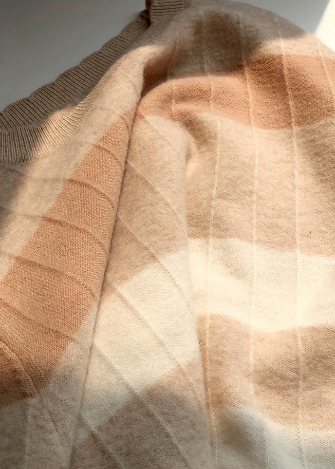 Chunky striped sweaters plus size o neck long sleeve top - SooLinen