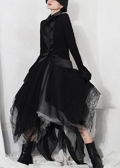 Classy Black Colorblock tulle asymmetrical design  Skirt Summer - SooLinen