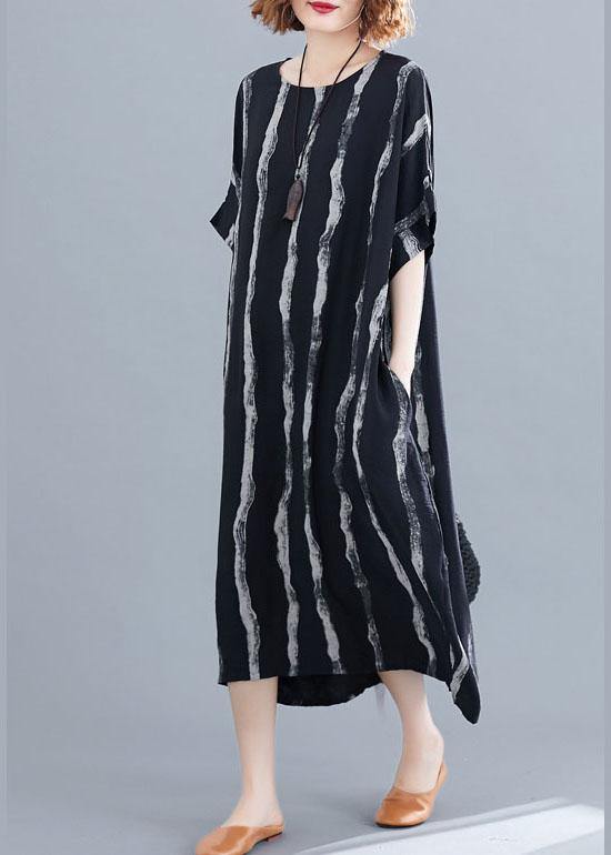 Classy Black Loose Pockets Summer Party Dress Half Sleeve - SooLinen