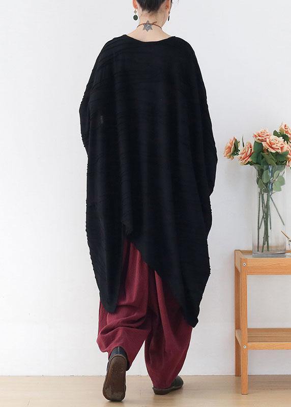 Classy Black O-Neck Loose Fall Long Sleeve Tops - SooLinen