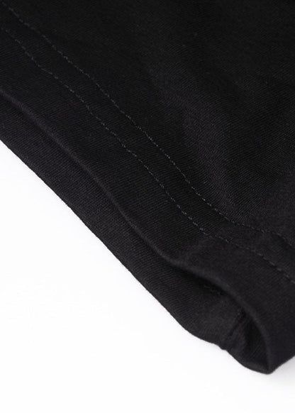 Edles schwarzes O-Ausschnitt Nail Bead Patchwork Sommer Tüll T-Shirt Kurzarm