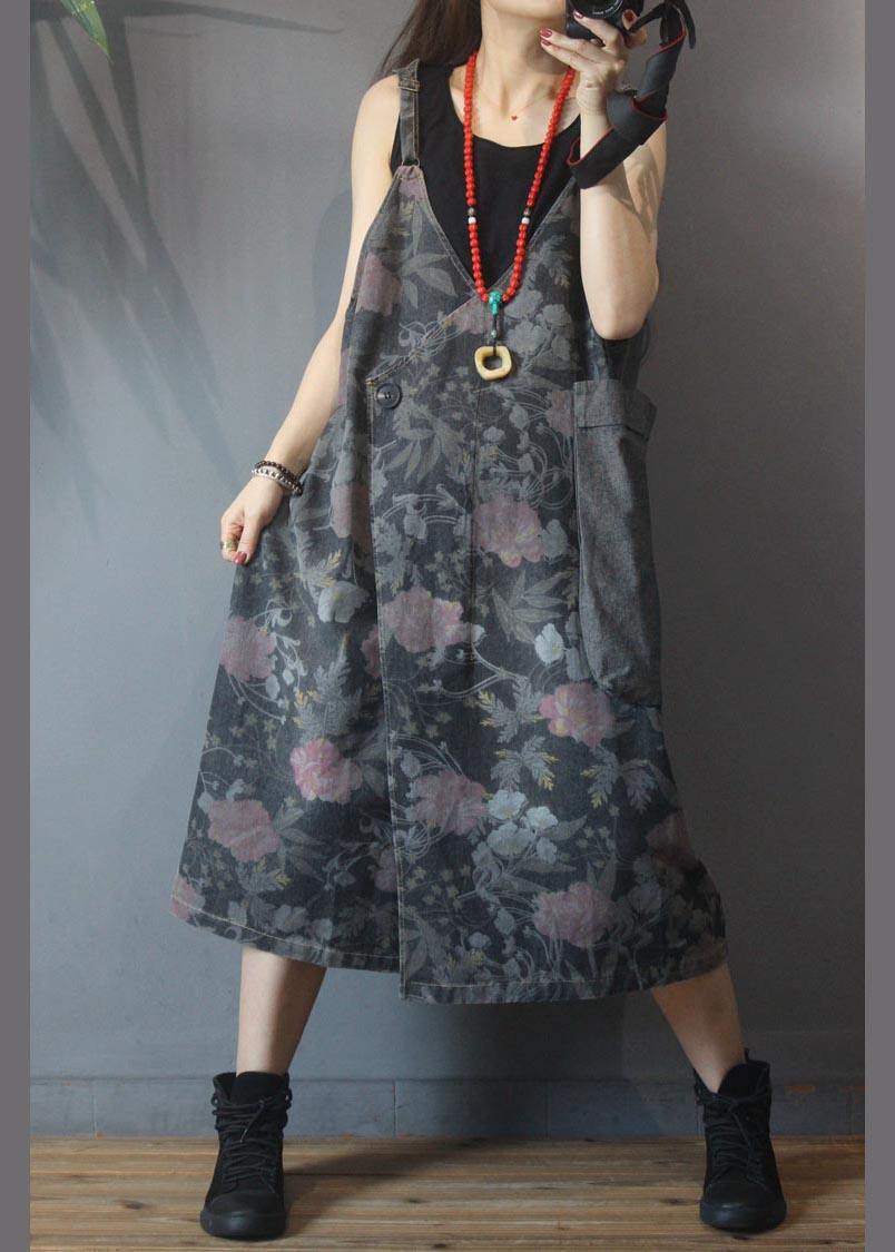 Classy Black Patchwork Print asymmetrical design Dresses Summer - SooLinen