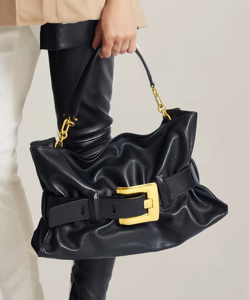 Classy Black Solid Durable Faux Leather Flap Bag