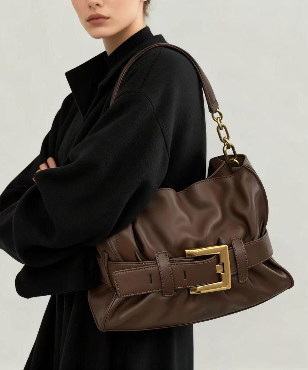 Classy Black Solid Durable Faux Leather Flap Bag