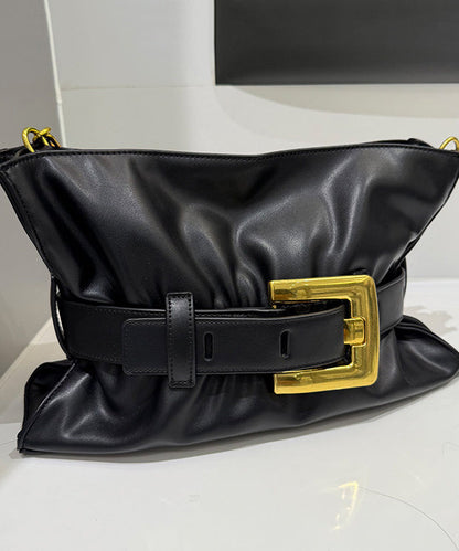 Classy Black Solid Durable Faux Leather Flap Bag