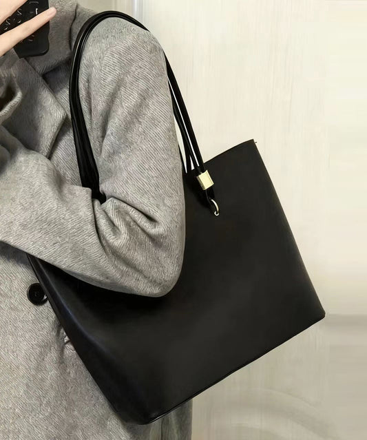 Classy Black Solid Durable Large Capacity Faux Leather Shoulder Bags