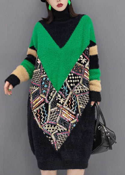 Edle schwarze Rollkragenpullover mit dickem Nerzsamt