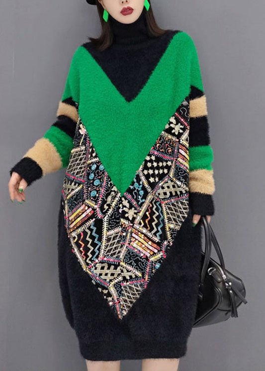 Edle schwarze Rollkragenpullover mit dickem Nerzsamt