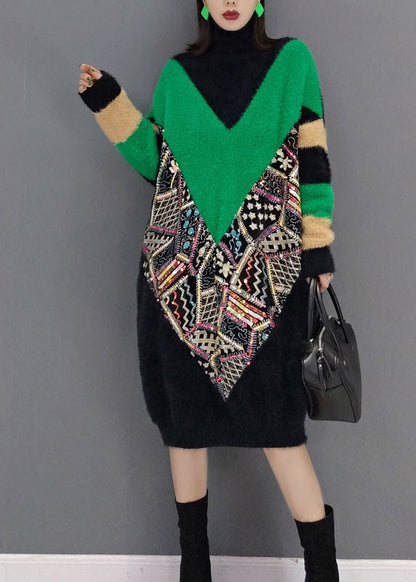 Edle schwarze Rollkragenpullover mit dickem Nerzsamt