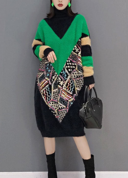 Edle schwarze Rollkragenpullover mit dickem Nerzsamt