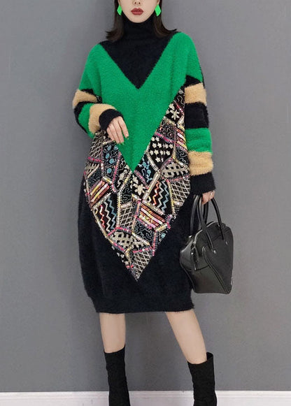 Edle schwarze Rollkragenpullover mit dickem Nerzsamt