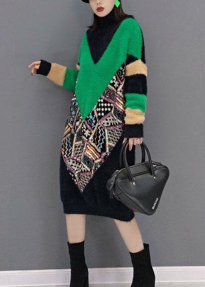 Edle schwarze Rollkragenpullover mit dickem Nerzsamt