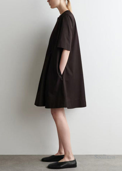 Classy Black Zip Up Cotton Day Dress Summer