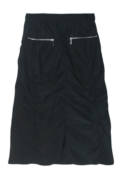 Edle schwarze, faltige, lässige Herbströcke mit Reißverschlusstaschen