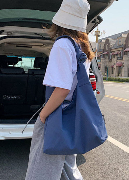 Edle blaue Satchel-Handtasche aus Nylon mit großem Fassungsvermögen