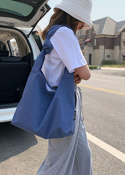 Edle blaue Satchel-Handtasche aus Nylon mit großem Fassungsvermögen