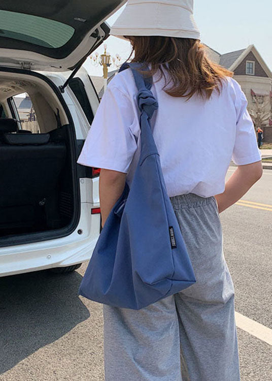 Edle blaue Satchel-Handtasche aus Nylon mit großem Fassungsvermögen