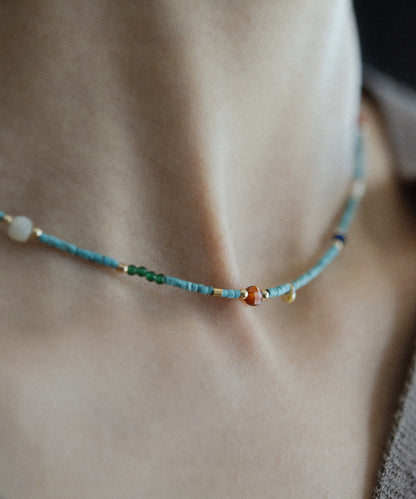 Classy Blue Patchwork Natural Turquoise Necklace