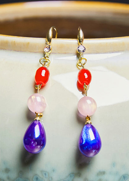 Pendientes colgantes de acrílico con gotas de agua azules