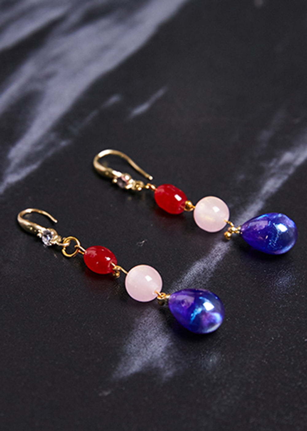 Pendientes colgantes de acrílico con gotas de agua azules