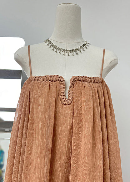 Classy Brick Red Oversized Chiffon Sundress Summer