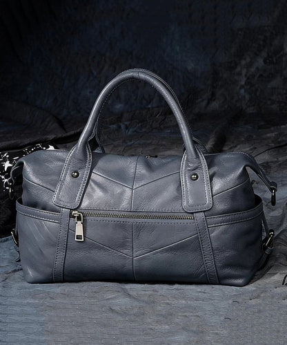Classy Brown Large Capacity Calf Leather Tote Bag
