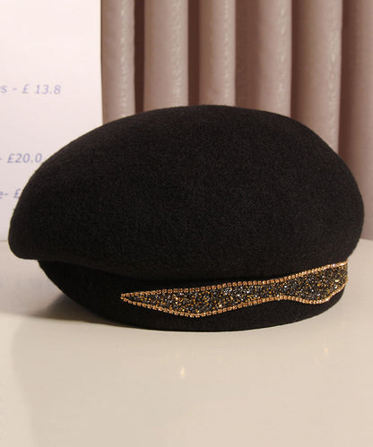 Classy Camel Zircon Versatile Warm Woolen Beret Hat