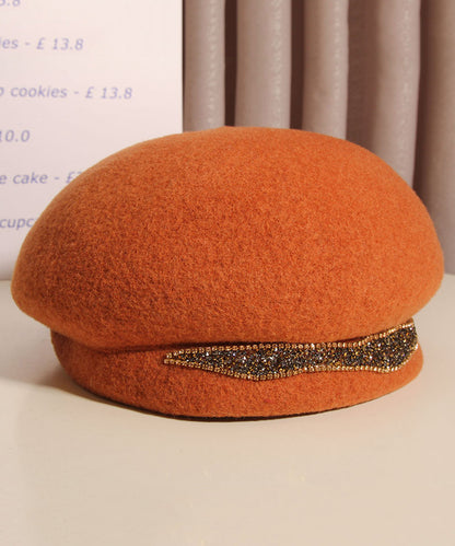 Classy Camel Zircon Versatile Warm Woolen Beret Hat