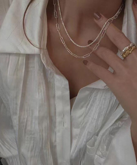 Edle Champagner-Halskette aus Sterlingsilber, zweiteilig