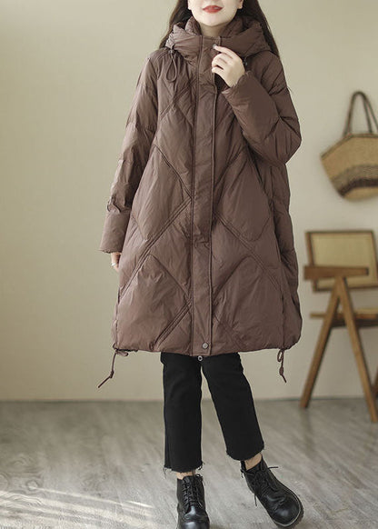 Classy Coffee Kapuzen Zip Up Übergroße Entendaunen Daunenjacke Winter