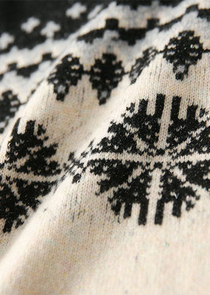 Edler Colorblock-Stehkragen Dicker Wollstrickpullover mit Paillettendruck Tops Winter