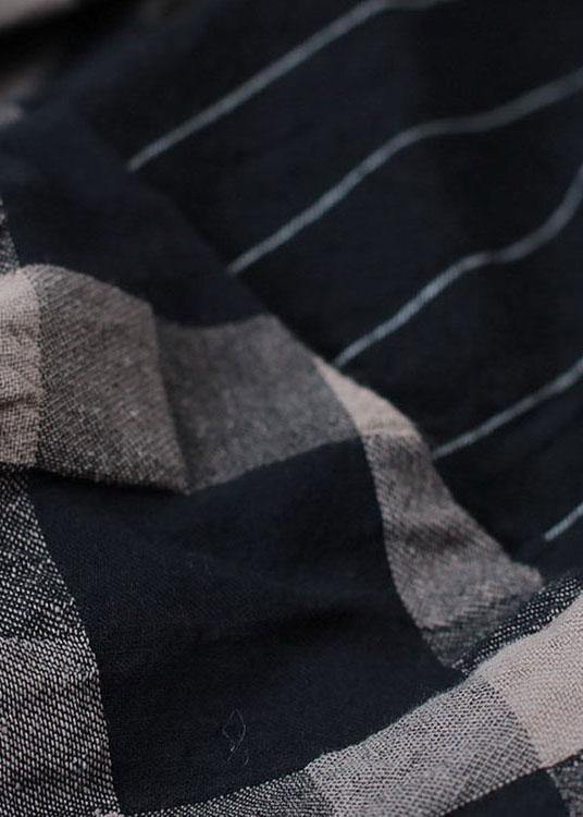 Classy Colorblock Plaid V Neck Pockets Holiday Dress Fall Long Sleeve - SooLinen