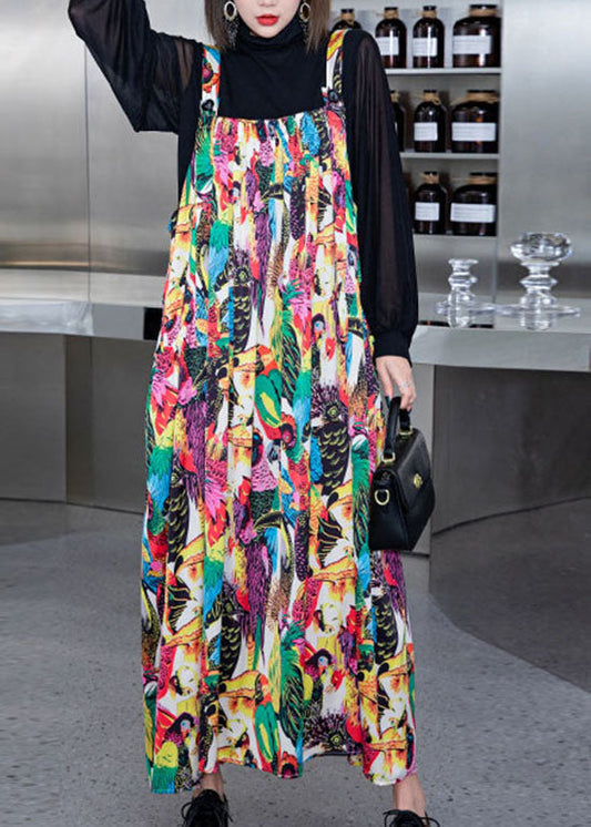 Edles Colorblock-Print Spaghettiträgerkleid aus Seide für den Frühling