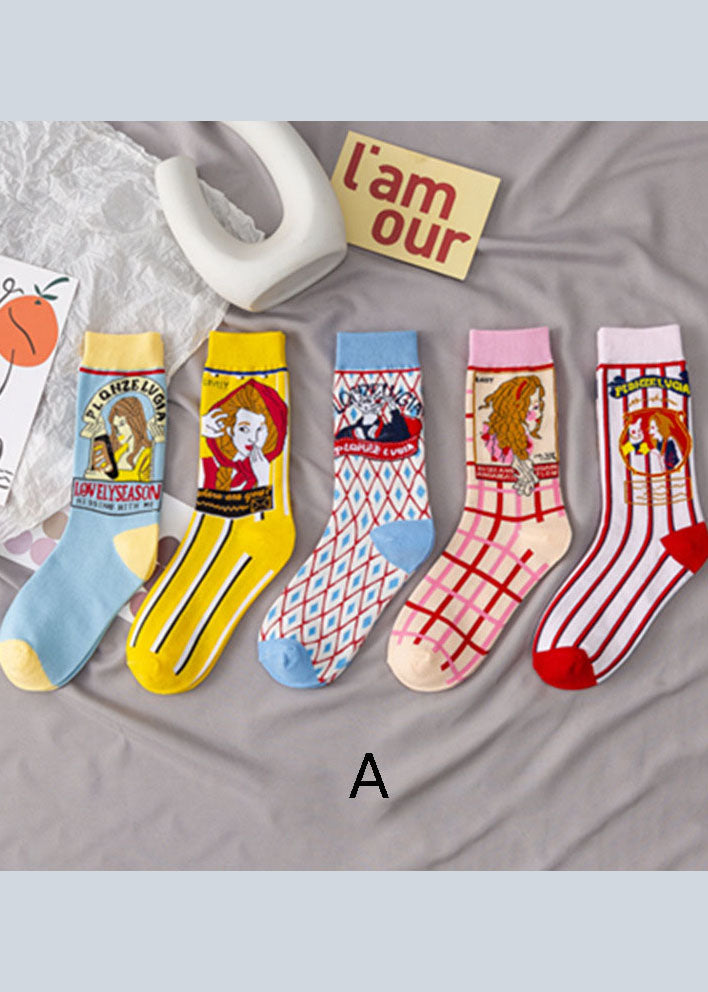 Edle, süße Crew-Socken aus Baumwolle mit Cartoon-Print