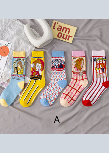 Edle, süße Crew-Socken aus Baumwolle mit Cartoon-Print