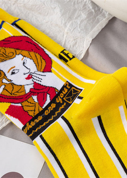Edle, süße Crew-Socken aus Baumwolle mit Cartoon-Print