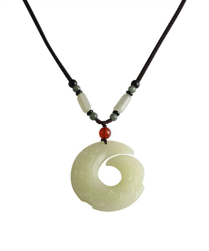 Collar con colgante de cristal de jade cian elegante