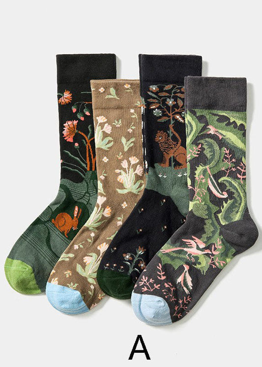 Klassische Crew-Socken aus Jacquard-Baumwolle mit modischem Muster
