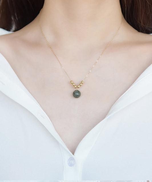 Classy Gold 14K Gold Kristall Anhänger Halskette