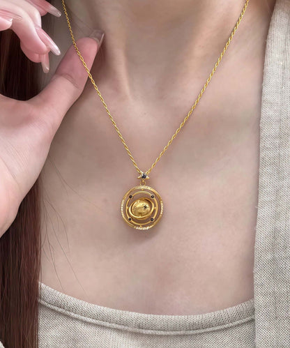Classy Gold Sterling Silver Overgild Little Planet Rotatabl Pendant Necklace