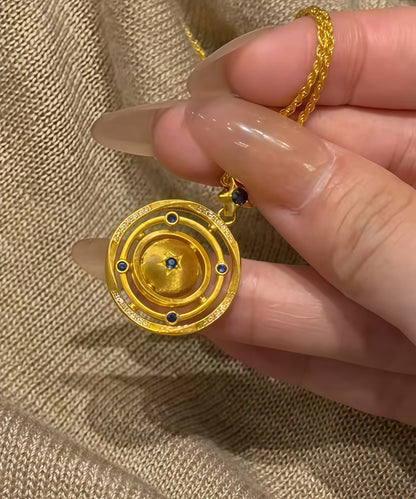 Classy Gold Sterling Silver Overgild Little Planet Rotatabl Pendant Necklace