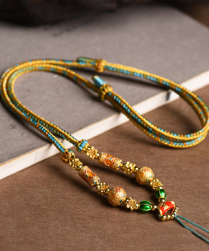 Collar con colgante de borla de plata de ley dorada y elegante