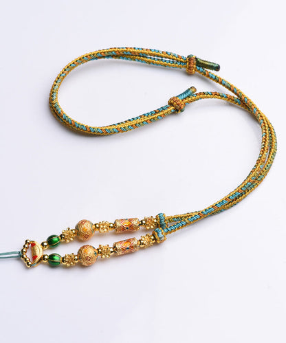 Collar con colgante de borla de plata de ley dorada y elegante